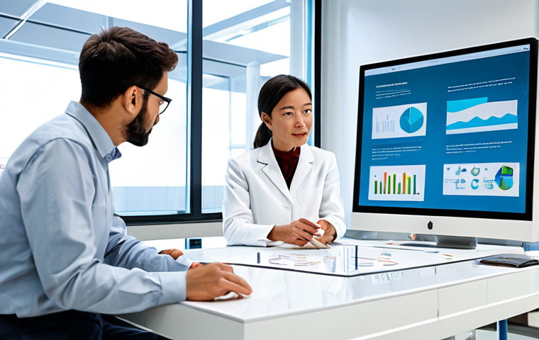 A diverse team of professional engineers and designers, fully clothed in modest business attire, collaboratively examining innovative sustainable packaging materials in a bright, futuristic research and development laboratory. The lab features sleek white surfaces, large windows with natural light, and subtle digital screens displaying circular economy diagrams and material composition data. On a central table, various conceptual eco-friendly packaging prototypes are neatly arranged, showcasing design for recycling principles. Perfect anatomy, correct proportions, natural pose, well-formed hands, proper finger count, professional photography, high quality, sharp focus, vibrant colors, safe for work, appropriate content, fully clothed, professional.